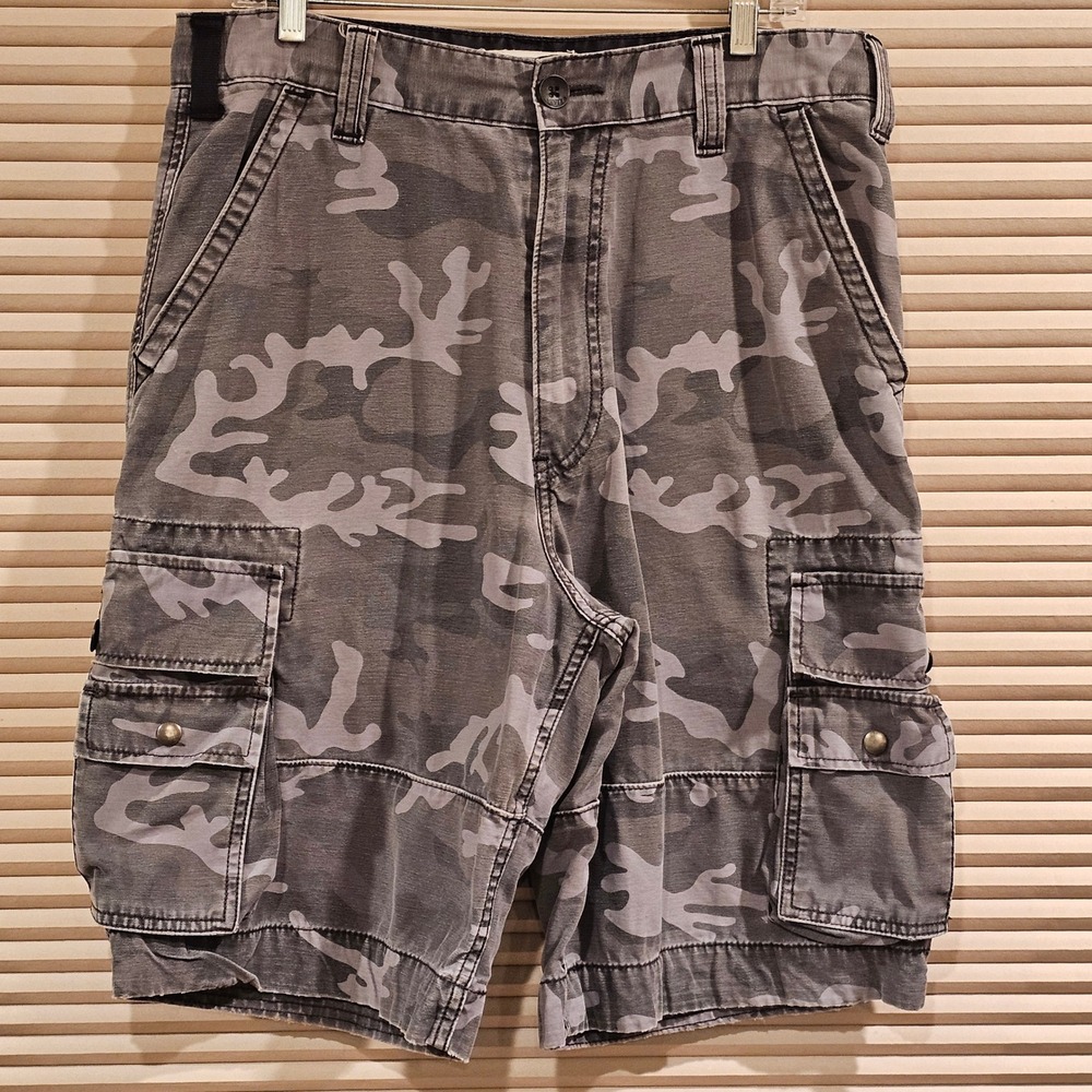 Levis Squad Cargo Shorts Mens 34 Gray Camo Cotton Relaxed Fit 039307999960
